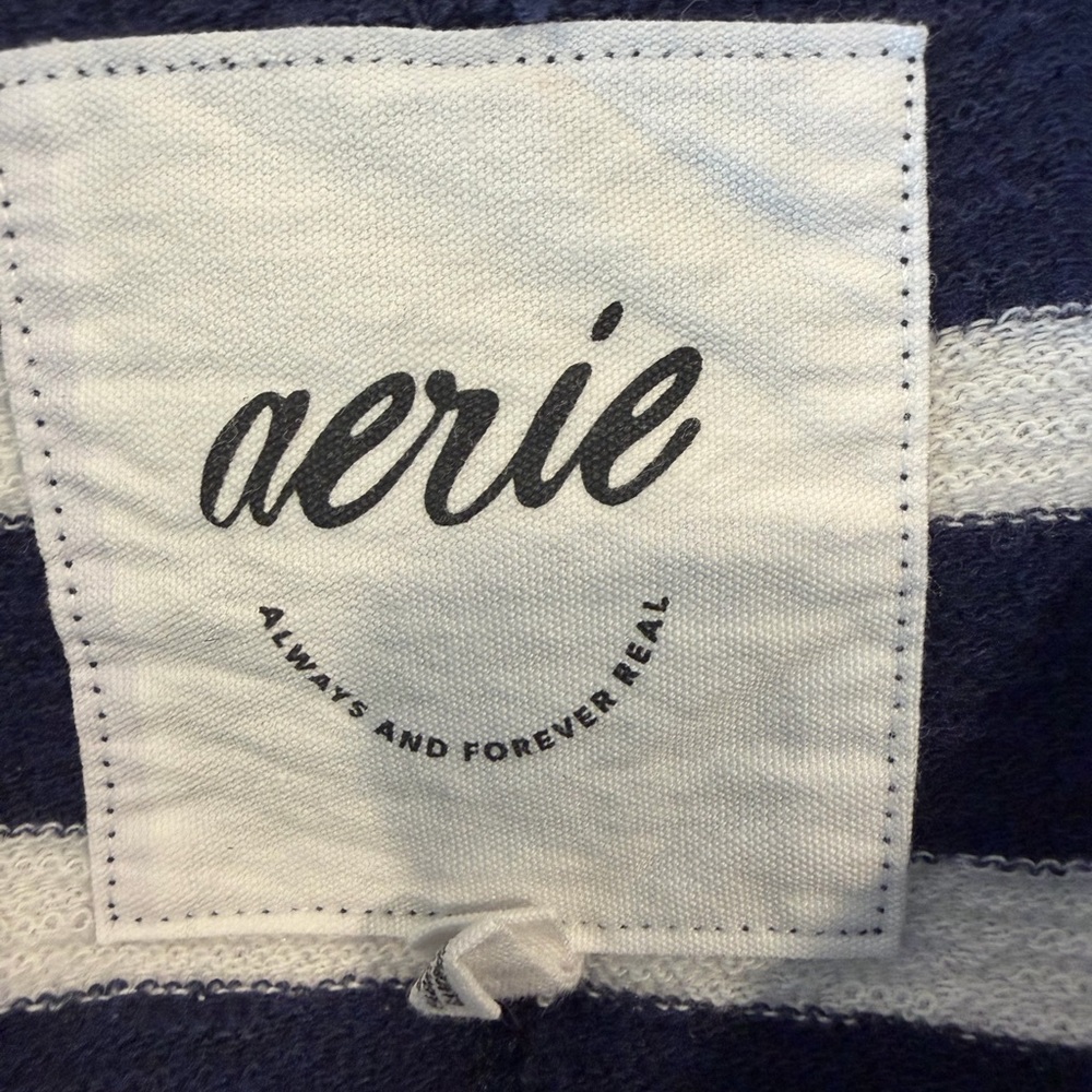 Aerie East West Crew Sweatshirt Navy & White Stripe XS - Picture 4 of 5